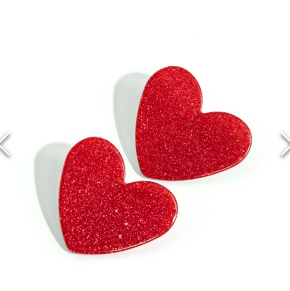 Sparkly Sweethearts Red Post Earrings Heart - Picture 2 of 5